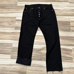 Levi-s Men's Selvedge Black 501 Frayed Jeans